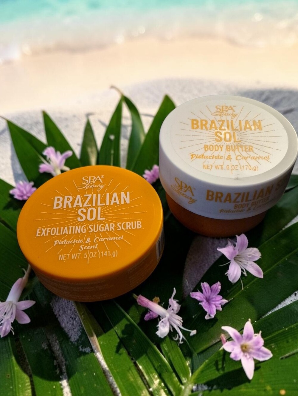 Brazilian Sol Exfoliating Sugar Scrub & Body Butter Set - (Pistachio & Caramel)